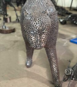 Salvaged Scrap Metal leopard Sculpture / Handmade Steel Art