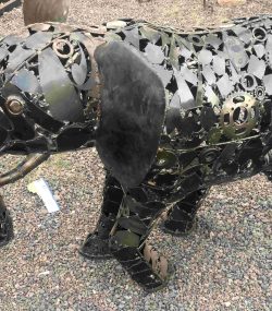 Salvaged Scrap Metal Elephant Sculpture / Handmade Steel Art
