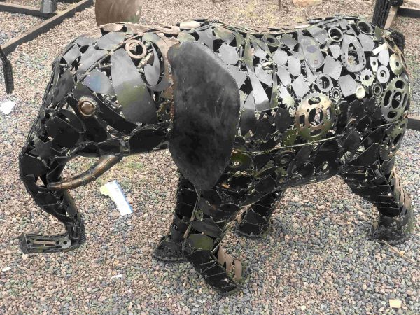 Salvaged Scrap Metal Elephant Sculpture / Handmade Steel Art