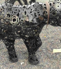Salvaged Scrap Metal Elephant Sculpture / Handmade Steel Art