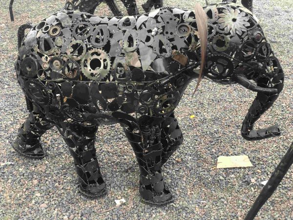 Salvaged Scrap Metal Elephant Sculpture / Handmade Steel Art