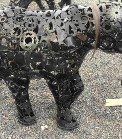 Salvaged Scrap Metal Elephant Sculpture / Handmade Steel Art