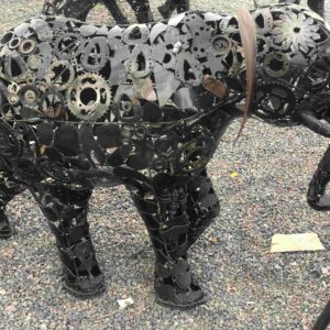 Salvaged Scrap Metal Elephant Sculpture / Handmade Steel Art