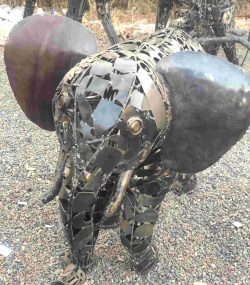 Salvaged Scrap Metal Elephant Sculpture / Handmade Steel Art