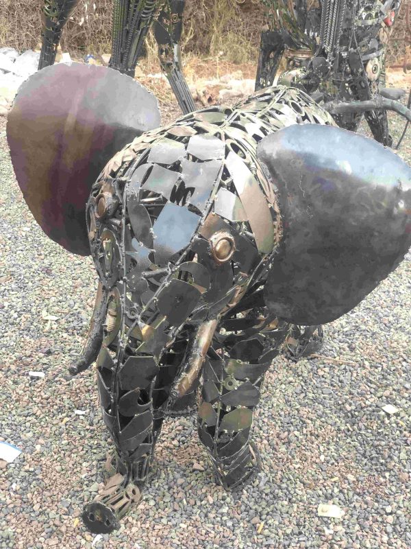 Salvaged Scrap Metal Elephant Sculpture / Handmade Steel Art