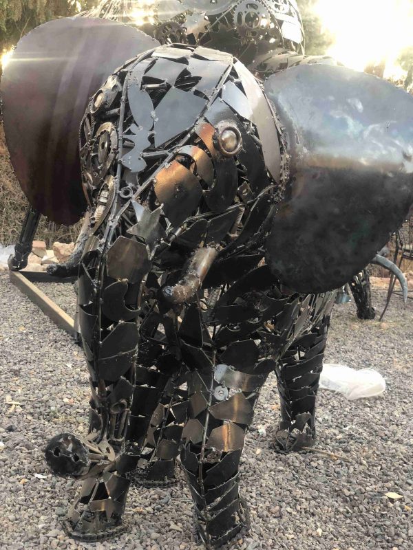 Salvaged Scrap Metal Elephant Sculpture / Handmade Steel Art