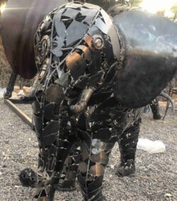 Salvaged Scrap Metal Elephant Sculpture / Handmade Steel Art