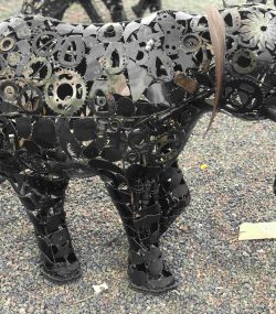 Salvaged Scrap Metal Elephant Sculpture / Handmade Steel Art