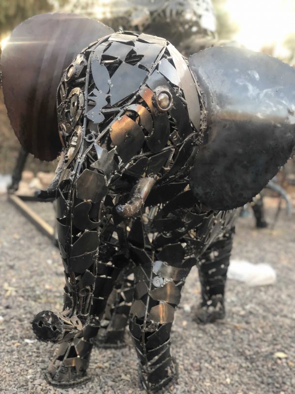 Salvaged Scrap Metal Elephant Sculpture / Handmade Steel Art