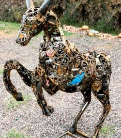 Rustic Recycled Metal goat Sculpture - Handmade Steel Art