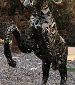 Rustic Recycled Metal goat Sculpture - Handmade Steel Art
