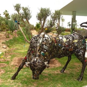 Rustic Recycled Metal Lamborghini Bull Sculpture - Handmade Steel Art