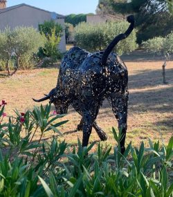 Rustic Recycled Metal Lamborghini Bull Sculpture - Handmade Steel Art