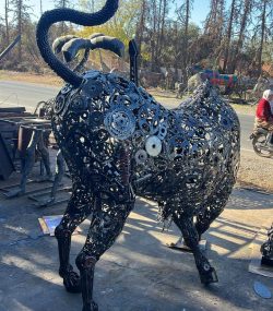Rustic Recycled Metal Lamborghini Bull Sculpture- Handmade Steel Art