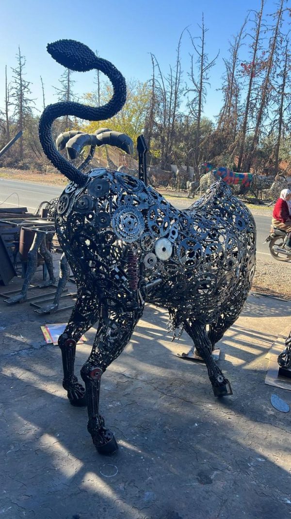 Rustic Recycled Metal Lamborghini Bull Sculpture- Handmade Steel Art