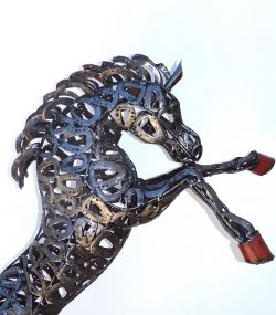 Upcycled Steel small hose Bust Art Piece Handmade Steel Art