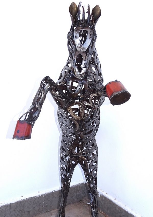 Upcycled Steel small hose Bust Art Piece Handmade Steel Art