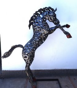 Upcycled Steel small hose Bust Art Piece Handmade Steel Art