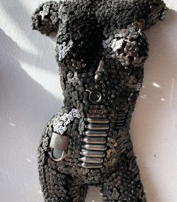 Handmade Steel Bust from Recycled Materials-Metal Female Torso wall