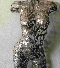 Handmade Steel Bust from Recycled Materials -metal female keys torso