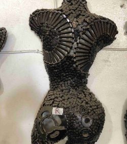 Handmade Steel Bust from Recycled Materials-Chain torso bust