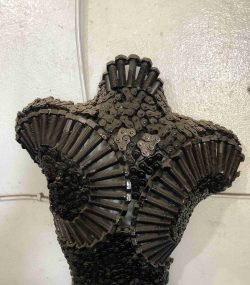 Handmade Steel Bust from Recycled Materials -Chain torso bust