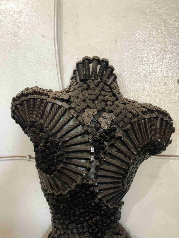 Handmade Steel Bust from Recycled Materials -Chain torso bust