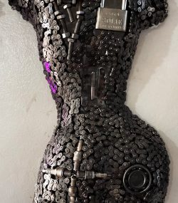 Handmade Steel Bust from Recycled Materials scrap Female Torso Mannequin