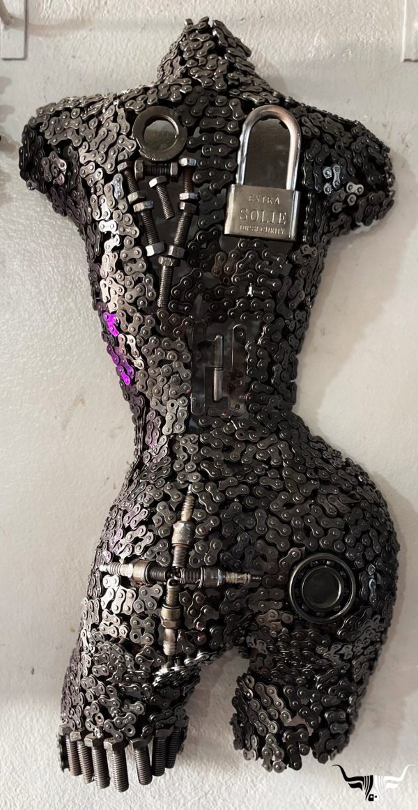 Handmade Steel Bust from Recycled Materials scrap Female Torso Mannequin
