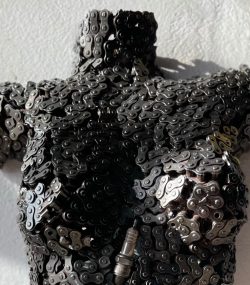 Handmade Steel Bust from Recycled Materials-Metal Female Torso wall
