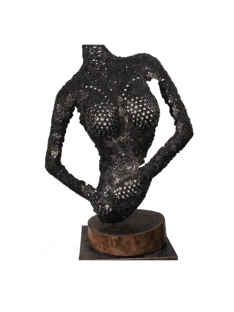 Handcrafted Scrap Metal Torso Sculpture - Handmade Steel Art