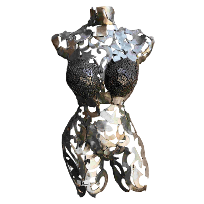 Handcrafted Scrap Metal Torso Sculpture - Handmade Steel Art