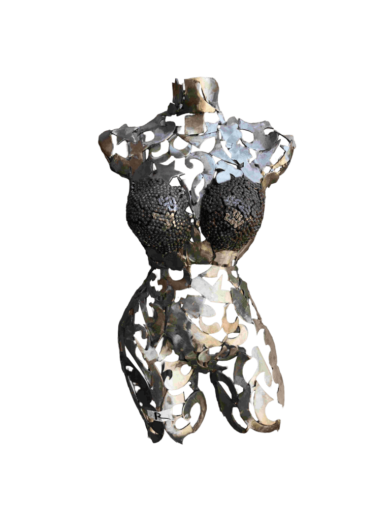 Handcrafted Scrap Metal Torso Sculpture - Handmade Steel Art