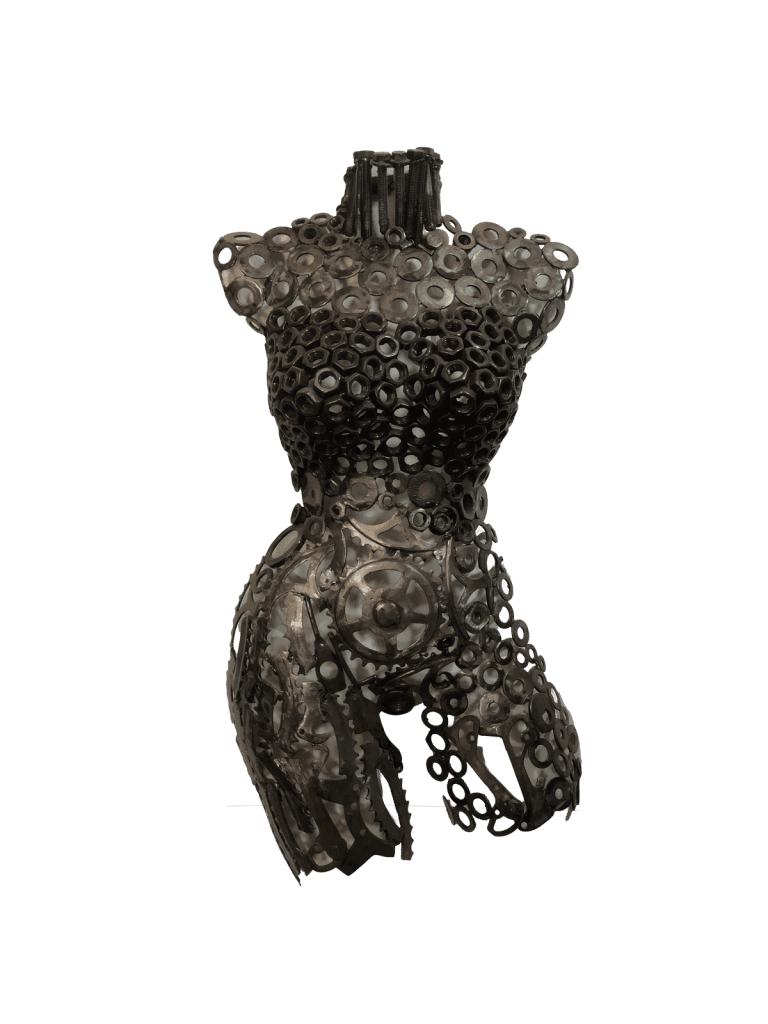 Handcrafted Scrap Metal Torso Sculpture - Handmade Steel Art