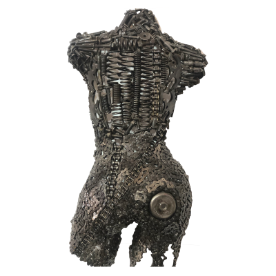 Handcrafted Scrap Metal Torso Sculpture - Handmade Steel Art