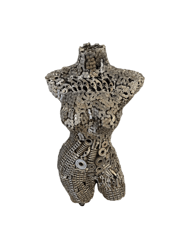 Handcrafted Scrap Metal Torso Sculpture - Handmade Steel Art