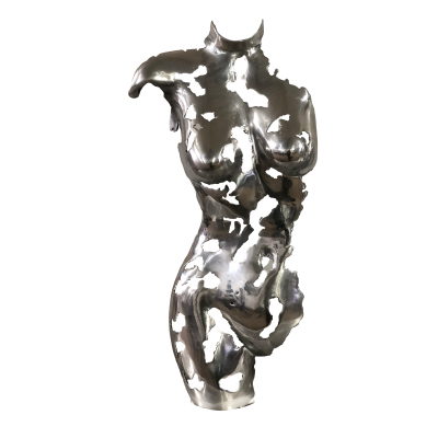 Handcrafted Scrap Metal Torso Sculpture - Handmade Steel Art