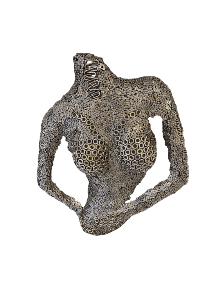 Handcrafted Scrap Metal Torso Sculpture - Handmade Steel Art