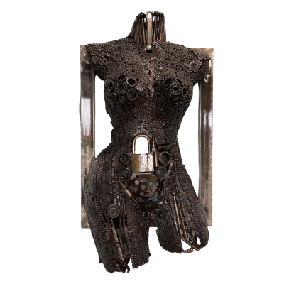 Handcrafted Scrap Metal Torso Sculpture - Handmade Steel Art