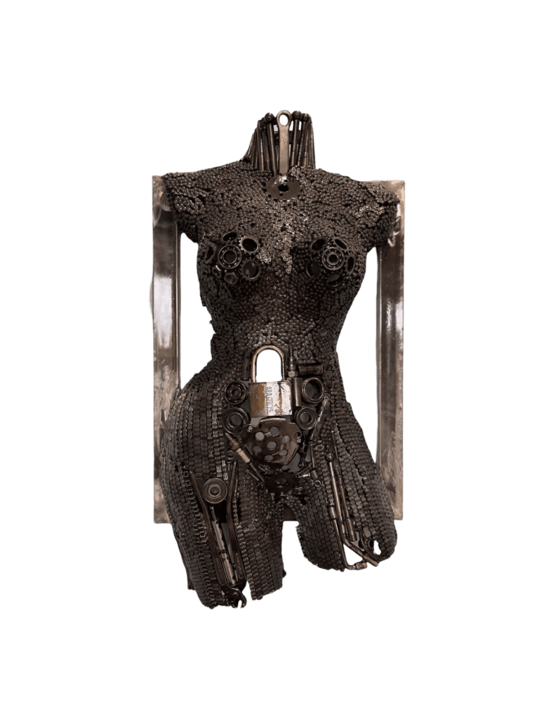 Handcrafted Scrap Metal Torso Sculpture - Handmade Steel Art