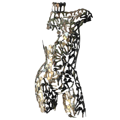 Handcrafted Scrap Metal Torso Sculpture - Handmade Steel Art