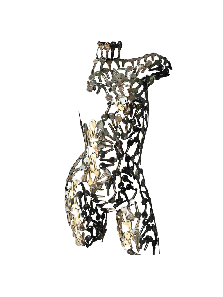 Handcrafted Scrap Metal Torso Sculpture - Handmade Steel Art