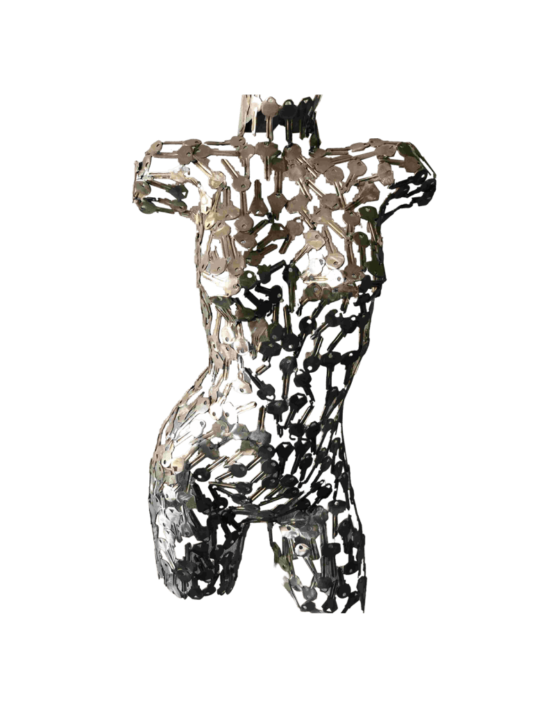 Handcrafted Scrap Metal Torso Sculpture - Handmade Steel Art