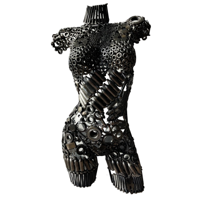 Handcrafted Scrap Metal Torso Sculpture - Handmade Steel Art