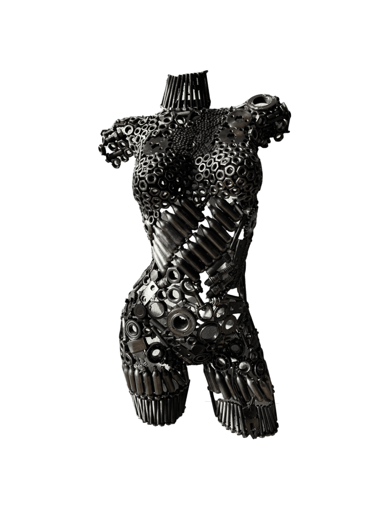 Handcrafted Scrap Metal Torso Sculpture - Handmade Steel Art