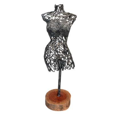 Handcrafted Scrap Metal Torso Sculpture - Handmade Steel Art