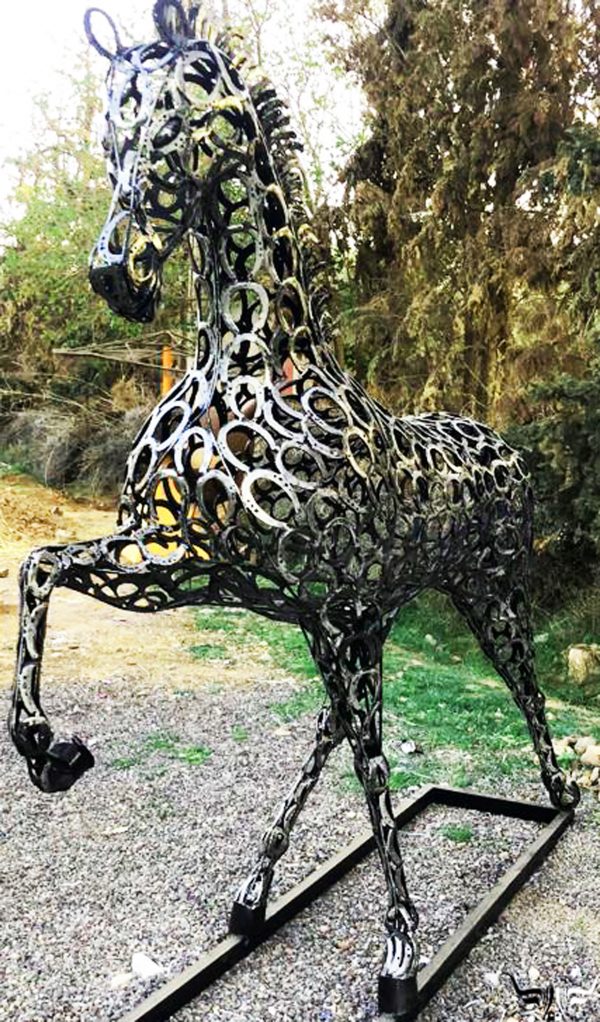 Recycled Metal horse Sculpture statue - Handmade Steel Art