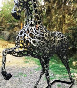 Recycled Metal horse Sculpture statue - Handmade Steel Art