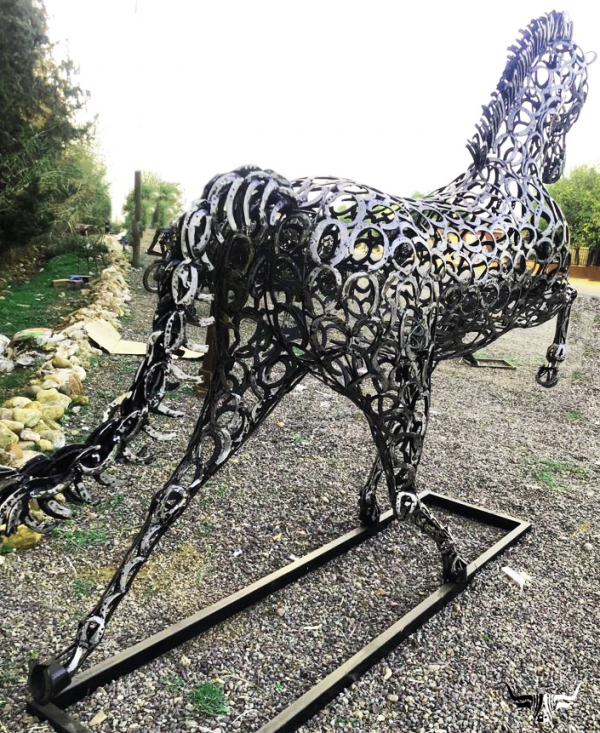 Recycled Metal horse Sculpture statue - Handmade Steel Art