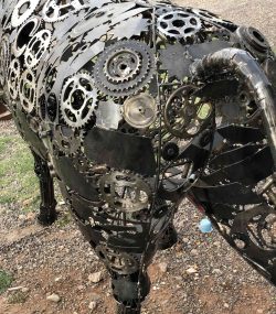 Rustic Recycled Metal Bull Sculpture statue - Handmade Steel Art